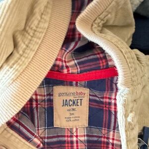 Jacket for Kids - Tan Outer, Navy & Red Plaid Lining